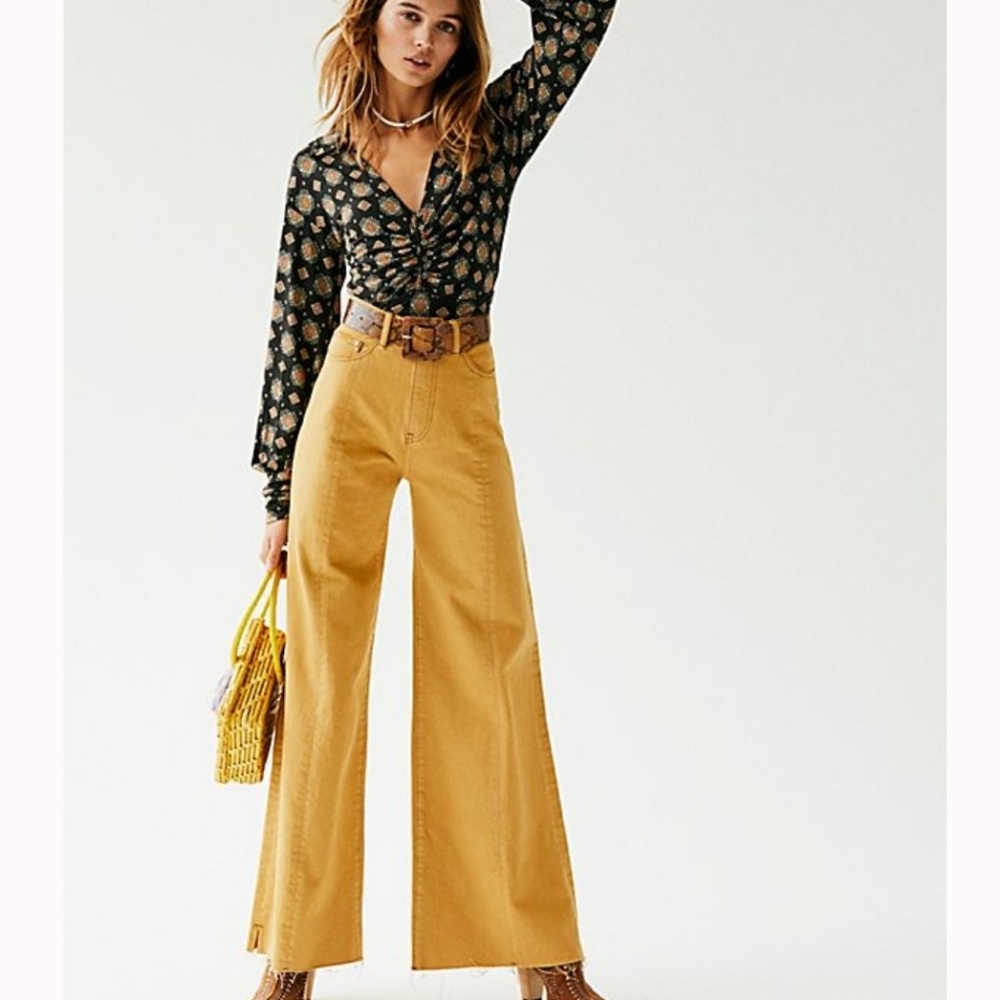 UO Free People Neon Blonde Siren Sweep Wide Leg